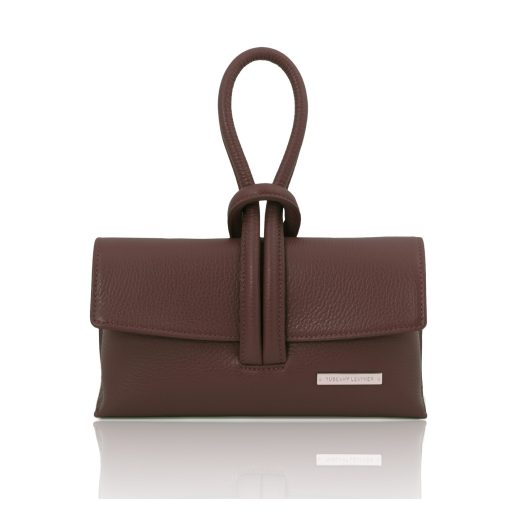 イタリア製シボ型押しレザーの2WAYクラッチ＆ショルダーバッグ TL BAG、コーヒー