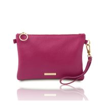イタリア製シボ型押しレザーの2WAYクラッチ＆サコッシュバッグ TL BAG、フーシャピンク