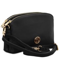 LILY イタリア製 2WAYレザーポシェット、ブラック