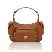 OLIVIA イタリア製レザー2WAYショルダーバッグ、コニャック