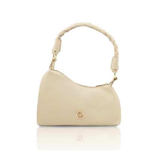 SOPHIE イタリア製 2WAYレザーショルダーバッグ、ベージュ