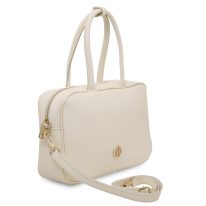 VIVIAN イタリア製 2WAYレザーハンドバッグ、ベージュ