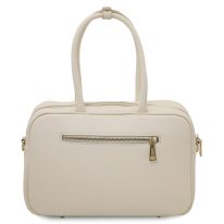 VIVIAN イタリア製 2WAYレザーハンドバッグ、ベージュ