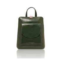 PARISイタリア製フルグレインレザー2WAYリュック＆ショルダーバッグ 、グリーン