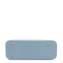 イタリア製スムースボックスレザー2WAYトートバッグSサイズ、ライトブルー