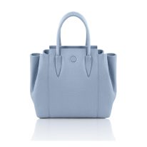 イタリア製シボ型押しレザーの2WAYハンドバッグ TULIPAN、ライトブルー