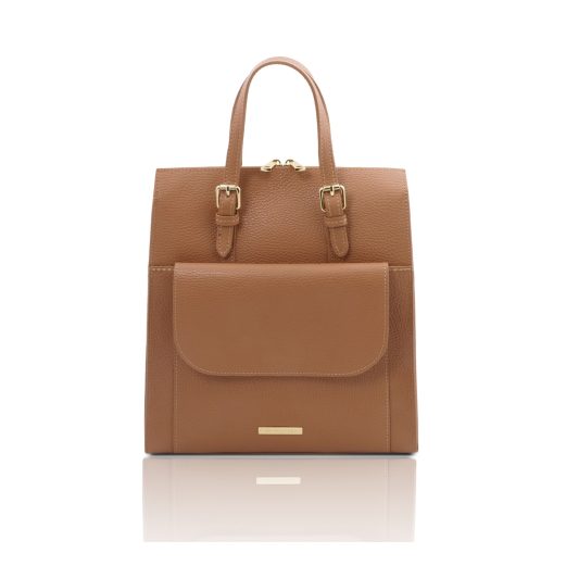 イタリア製シボ型押しレザー2WAYリュック＆ショルダーバッグ TL BAG、キャラメル