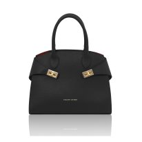 COCCOLA イタリア製レザー2WAYハンドバッグ、ブラック