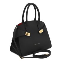 COCCOLA イタリア製レザー2WAYハンドバッグ、ブラック
