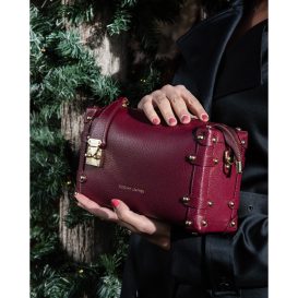 イタリア製PRALINE シボ型押しレザー2WAYハンドバッグ、イメージ