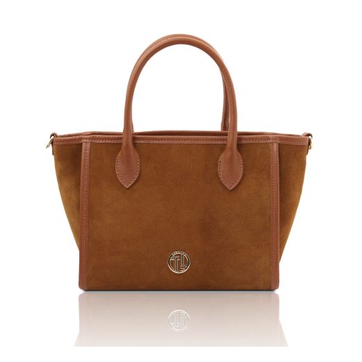 イタリア製 WILLOW スエードレザー2WAYトートバッグ、コニャック