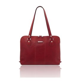 イタリア製ツヤ無しベジタブルタンニンレザーPC搬送ビジネスバッグ RAVENNA、レッド