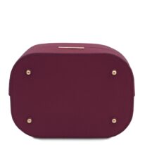 イタリア製シボ型押しレザー2WAY巾着バッグ TL BAG-2、ボルドー