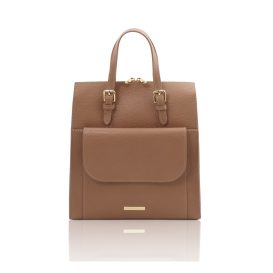 イタリア製シボ型押しレザー2WAYリュック&ショルダーバッグ TL BAG、キャラメル