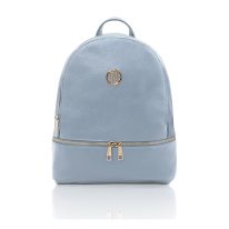 イタリア製シボ型押しレザーのフロントポケットリュック TL BAG、ライトブルー