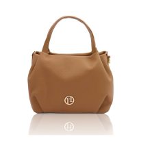 イタリア製 NORA イタリア製 2WAYレザーハンドバッグ、キャラメル