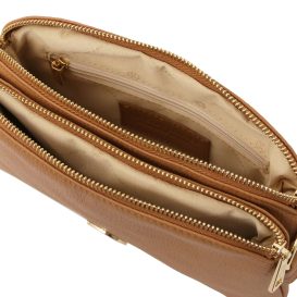 LILY イタリア製 2WAYレザーポシェット、キャラメル LILY イタリア製 2WAYレザーポシェット、キャラメル