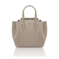 イタリア製シボ型押しレザーの2WAYハンドバッグ TULIPAN、ライトトープ