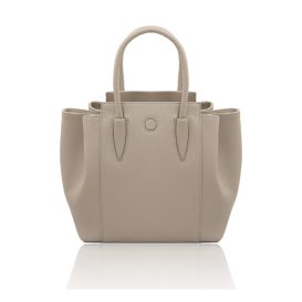 イタリア製シボ型押しレザーの2WAYハンドバッグ TULIPAN、ライトトープ