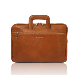 イタリア製ツヤ無しイタリア製ベジタブルタンニンレザーのドキュメントバッグ CASERTA、ナチュラル