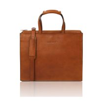 イタリア製ツヤ無しベジタブルタンニンレザーのビジネスバッグ PALERMO、ナチュラル