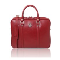 イタリア製サフィアーノレザーPC搬送2WAYバッグ PRATO、レッド