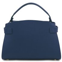 MAISY イタリア製レザー2WAYハンドバッグ、ダークブルー