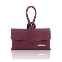 イタリア製シボ型押しレザーの2WAYクラッチ＆ショルダーバッグ TL BAG、ボルドー