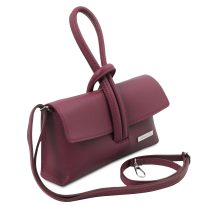 イタリア製シボ型押しレザーの2WAYクラッチ＆ショルダーバッグ TL BAG、ボルドー