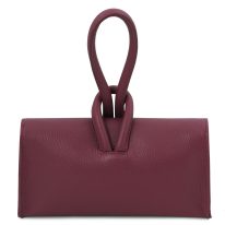 イタリア製シボ型押しレザーの2WAYクラッチ＆ショルダーバッグ TL BAG、ボルドー