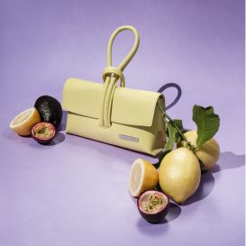 イタリア製シボ型押しレザーの2WAYクラッチ＆ショルダーバッグ TL BAG、ライムイエロー