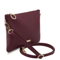 イタリア製シボ型押しレザーの2WAYクラッチ＆サコッシュバッグ TL BAG、ボルドー