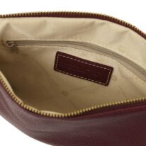 イタリア製シボ型押しレザーの2WAYクラッチ＆サコッシュバッグ TL BAG、ボルドー