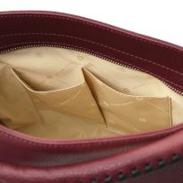 イタリア製シボ型押しレザーのワンハンドル2WAYショルダーバッグ TL BAG、ボルドー