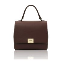 イタリア製シボ型押しレザー3WAYリュック＆ショルダーバッグ SILENE、コーヒー