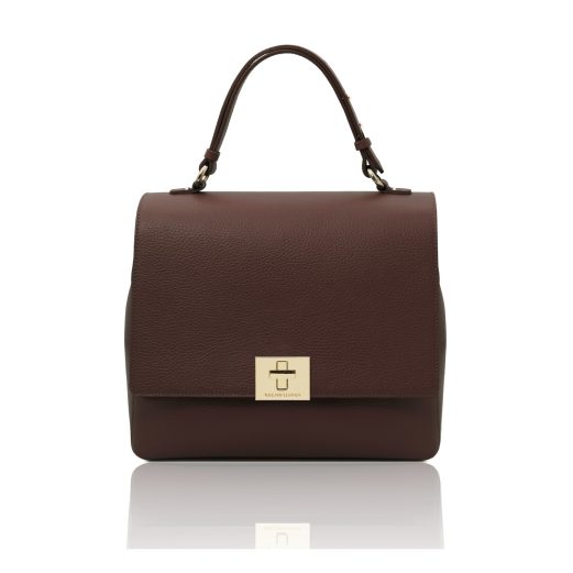 イタリア製シボ型押しレザー3WAYリュック＆ショルダーバッグ SILENE、コーヒー