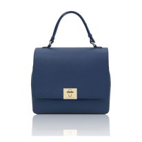 イタリア製シボ型押しレザー3WAYリュック＆ショルダーバッグ SILENE、ダークブルー