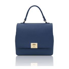 イタリア製シボ型押しレザー3WAYリュック＆ショルダーバッグ SILENE、ダークブルー