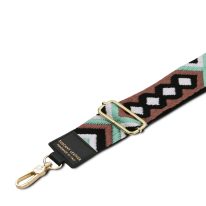 イタリア製幾何学模様ショルダーストラップ（金具ゴールドカラー）、グリーン