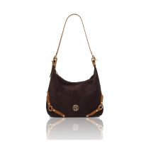 イタリア製SIERRA スエードレザーショルダーバッグ、ダークブラウン