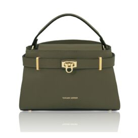 MAISY イタリア製レザー2WAYハンドバッグ、フォレストグリーン