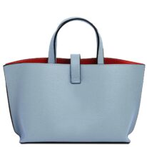 イタリア製 AGATHA シボ型押しレザー2WAYハンドバッグ、ライトブルー