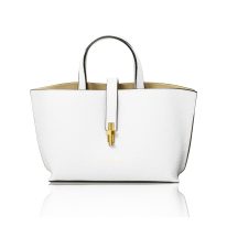 イタリア製 AGATHA シボ型押しレザー2WAYハンドバッグ、ホワイト