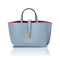 イタリア製 AGATHA シボ型押しレザー2WAYハンドバッグ、ライトブルー