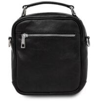 イタリア製ツヤ無しベジタブルタンニンレザーの2WAYショルダーバッグ PAUL、ブラック