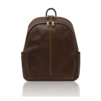 イタリア製ツヤ無しベジタブルタンニンレザーリュック CANBERRA、ダークブラウン