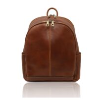 イタリア製ツヤ無しベジタブルタンニンレザーリュック CANBERRA、ブラウン