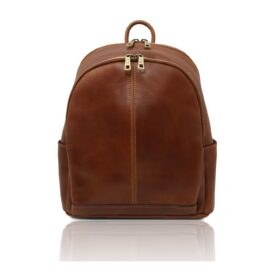 イタリア製ツヤ無しベジタブルタンニンレザーリュック CANBERRA、ブラウン