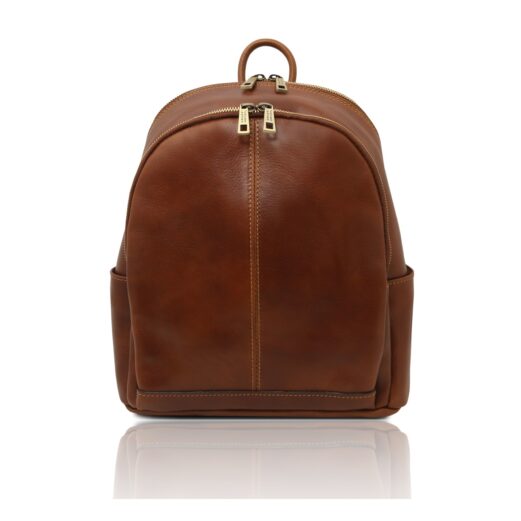 イタリア製ツヤ無しベジタブルタンニンレザーリュック CANBERRA、ブラウン