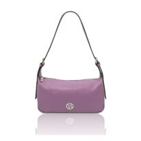 イタリア製シボ型押しレザーショルダーバッグ MIRANDA、ライラック